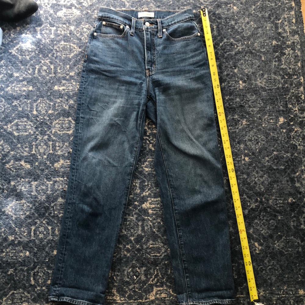 Madewell perfect vintage straight jean, dark wash, zipper fly